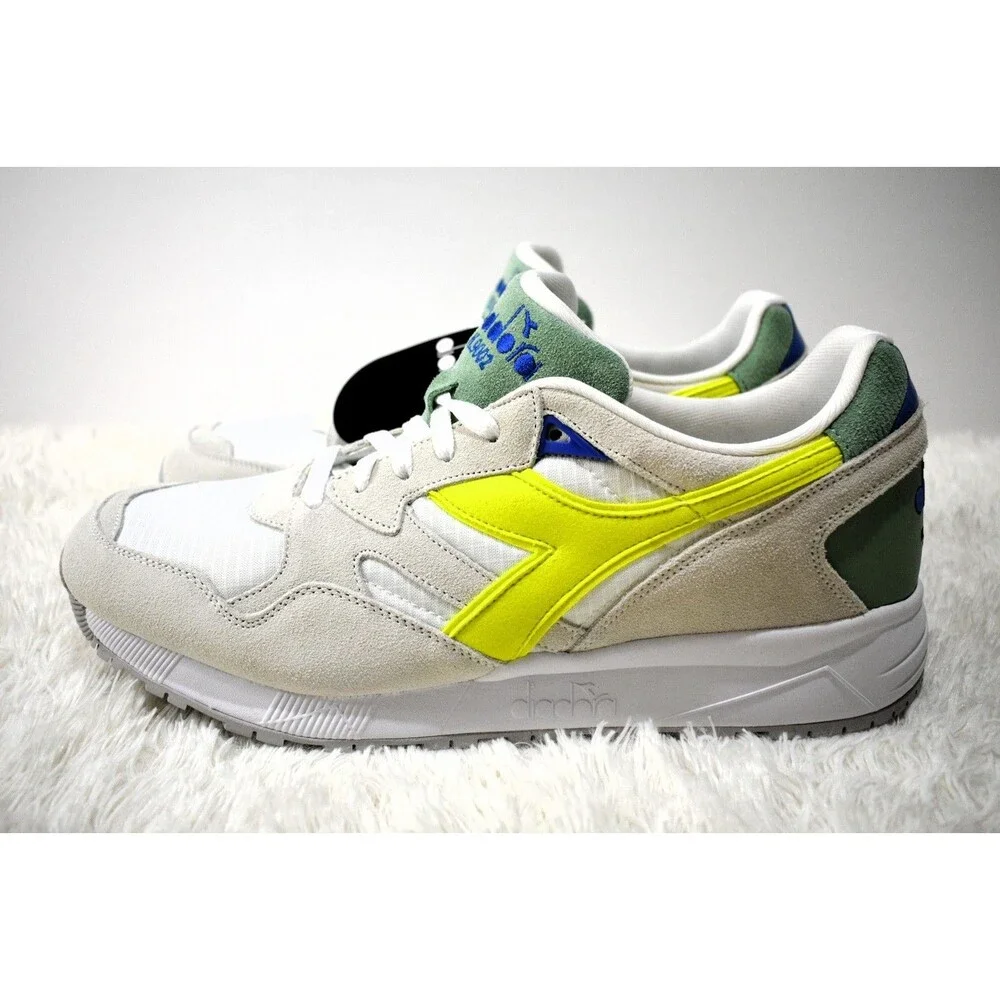 Diadora N92 Italian Vintage Running Sneakers White Yellow Green Blue Men’s 13